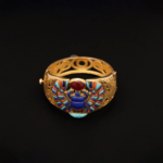 Museum replica bangle winged scarab with lapes turquoise coral and agate stones