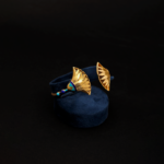 Lotus bangle with lapIs and turquoise stones