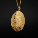 Nefertiti oval pendant with eye of horus , ankh , scarab and lotus