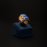 Replica Lotus ring with lapes and terquase stones